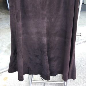 Beautifully draped fitted chocolate suede skirt